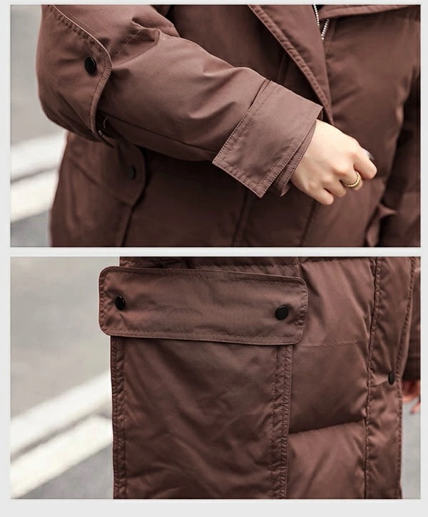 ダウンコート 90％ダウン ぽっちゃり 大きいサイズ ダウンジャケット レディース ラグランスリーブ ミモレ丈 防寒秋冬服 黒 アウター フード付き おしゃれ 美シルエット 暖かい 30代 40代 5