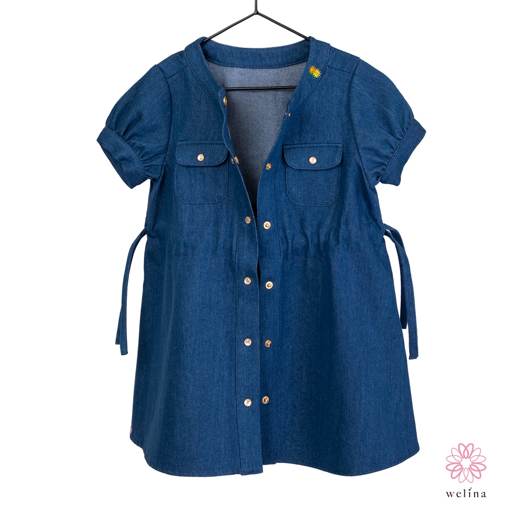 デニムひざ丈ワンピース