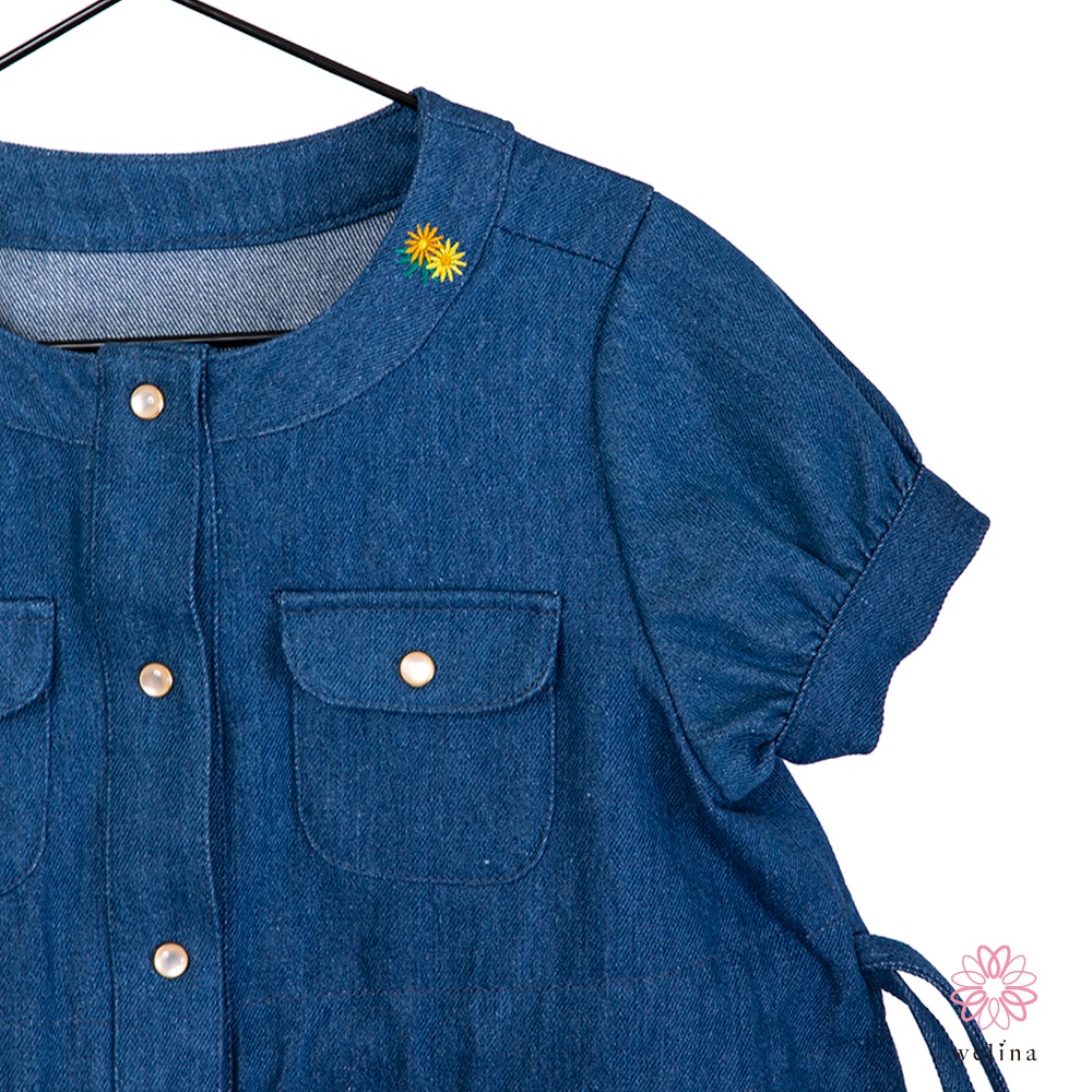 デニムひざ丈ワンピース