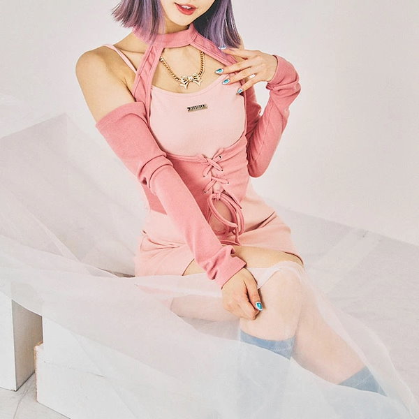 日*0様 ラパフェ　アームカバーミニワンピ　姫ギャル　白ぴんく　リボン　y2k 日*0様 ラパフェ アームカバーミニワンピ 姫ギャル 白ぴんく リボン