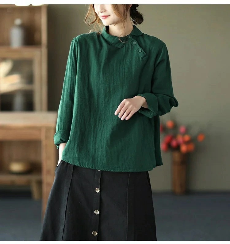 レディース シャツ 春秋 長袖 ダブルガーゼ 綿シャツ 肌触りいい トップス シャツブラウス 斜めボタン プルオーバー 柔らか 通気性 デザイン 着心地よい 母の日 プレゼント レディース シャツ 春秋 長袖 ダブルガーゼ 綿シャツ 肌触りいい トップス シャツブラウス 斜めボタン プルオーバー 柔らか 通気性 デザイン 着心地よい 母の日 プレゼント