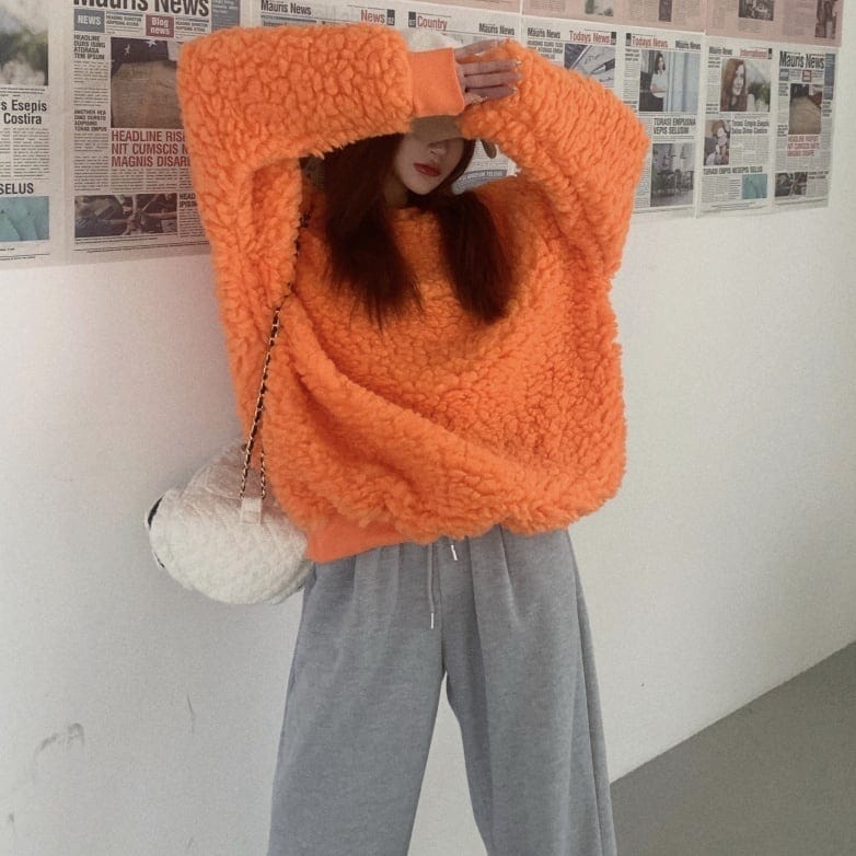 3color レディース ボリュームセーター セーター ミディアム丈 長袖 ラウンドネック 44