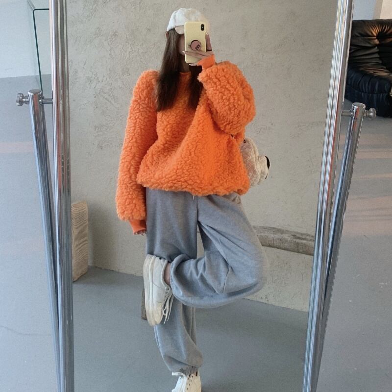 3color レディース ボリュームセーター セーター ミディアム丈 長袖 ラウンドネック 44