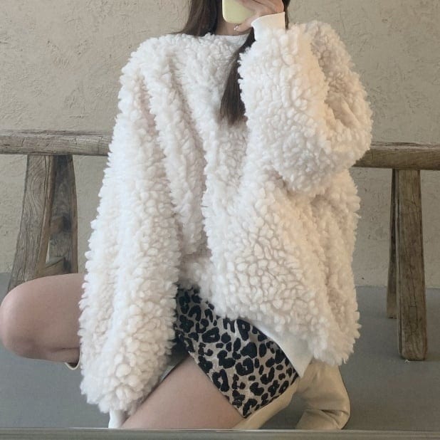 3color レディース ボリュームセーター セーター ミディアム丈 長袖 ラウンドネック 44