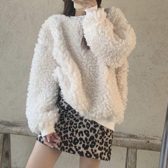 3color レディース ボリュームセーター セーター ミディアム丈 長袖 ラウンドネック 44