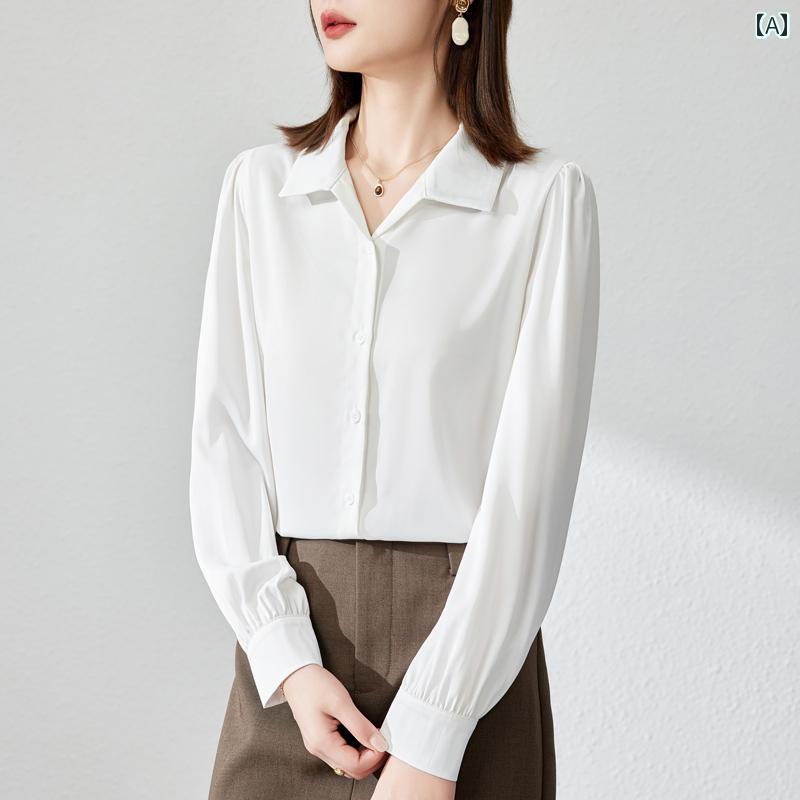 コーデ レディース ファッション オシャレ カワイイ シンプル きれいめ ナチュラル 上品カジュアル 婦人服 ブルー シャツ ハイエンド サテン 長袖 フレンチ風シック 面接ウェア コーデ レディース ファッション オシャレ カワイイ シンプル きれいめ ナチュラル 上品カジュアル 婦人服 ブルー シャツ ハイエンド サテン 長袖 フレンチ風シック 面接ウェア