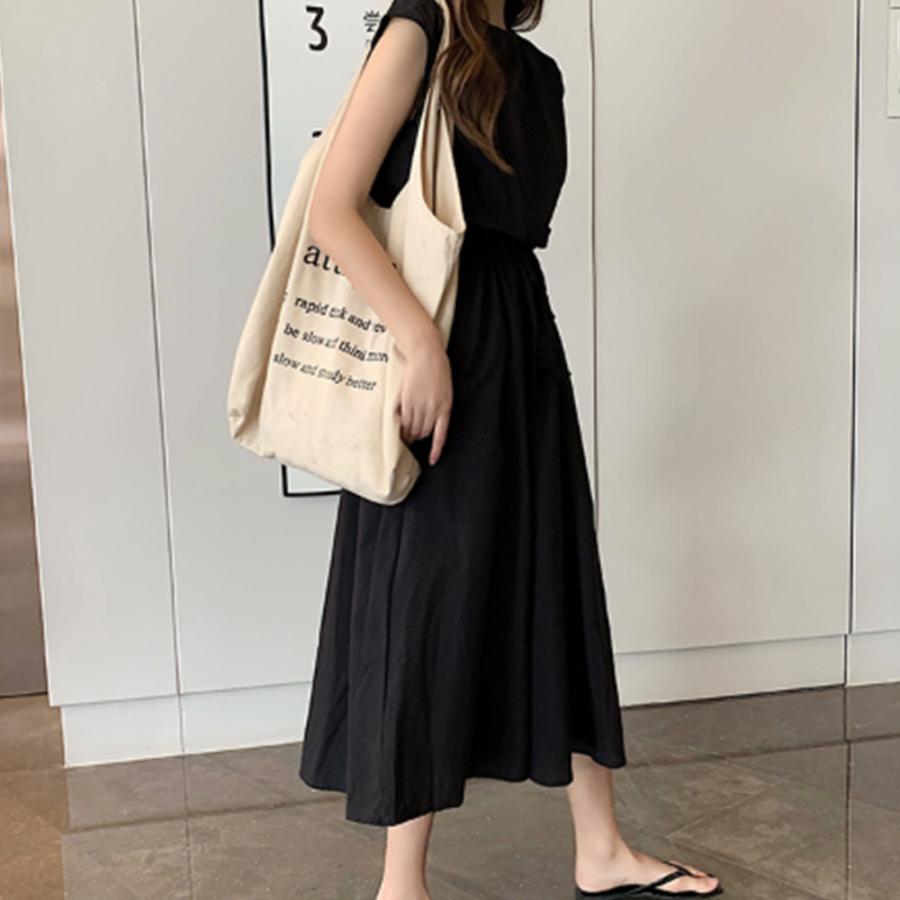 リネンワンピース レディース ウエストゴム チェック柄 ロングワンピース ウエストシャーリング Aラインワンピース ノースリーブ