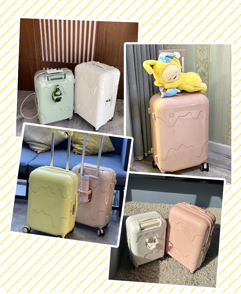 スーツケース S-LM 機内持込 アイスクリーム 牛乳 USBポート付き カップホルダー キャリーケース おしゃれ かわいい 軽量 大容量 キャリーバッグ 4泊5日 5泊6日 修学旅行 入学 大型 静