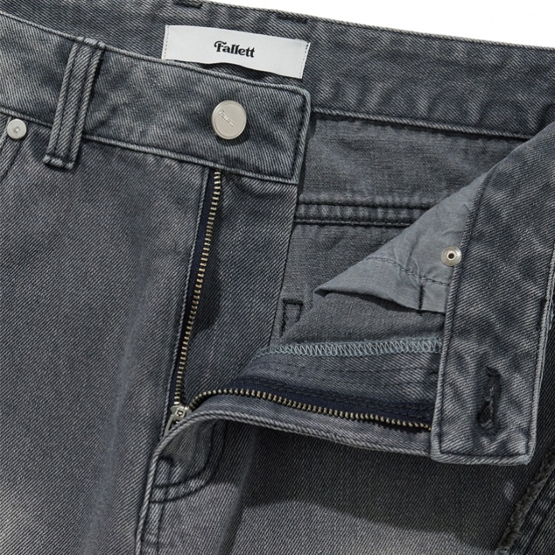 FALLETTカーブドブーツカットデニムパンツウォッシュグレー