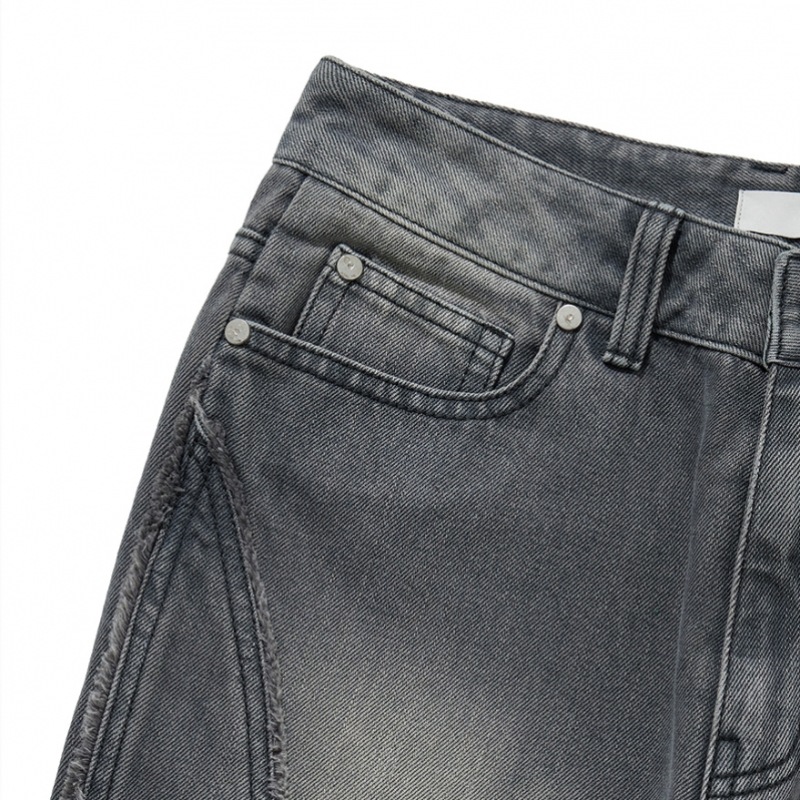 FALLETTカーブドブーツカットデニムパンツウォッシュグレー