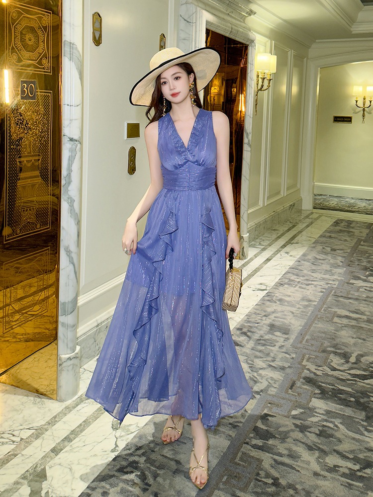 【JY.上品】 2024夏新品 vネック シフォン ロング キャミ ドレス パーティー キャバ 大人 同窓会 披露宴 卒業式 結婚式 演奏会 ウェディング 二次会 メガ割