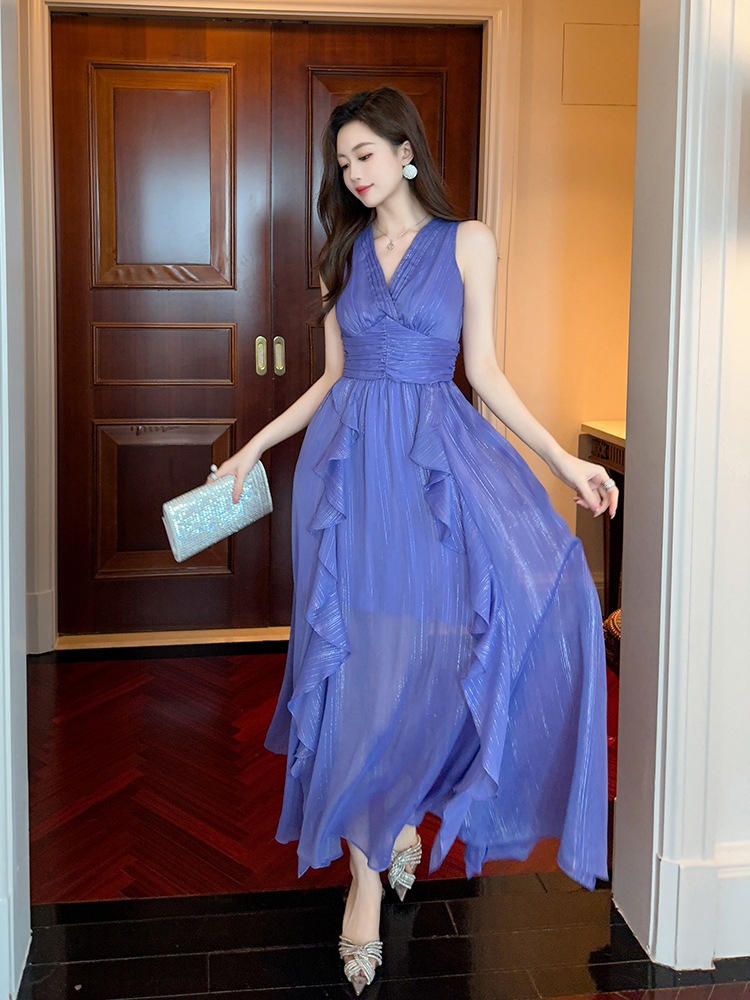 【JY.上品】 2024夏新品 vネック シフォン ロング キャミ ドレス パーティー キャバ 大人 同窓会 披露宴 卒業式 結婚式 演奏会 ウェディング 二次会 メガ割