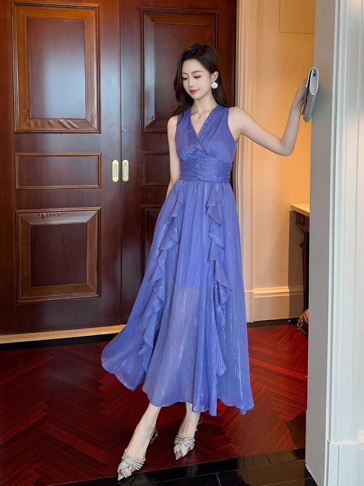 【JY.上品】 2024夏新品 vネック シフォン ロング キャミ ドレス パーティー キャバ 大人 同窓会 披露宴 卒業式 結婚式 演奏会 ウェディング 二次会 メガ割