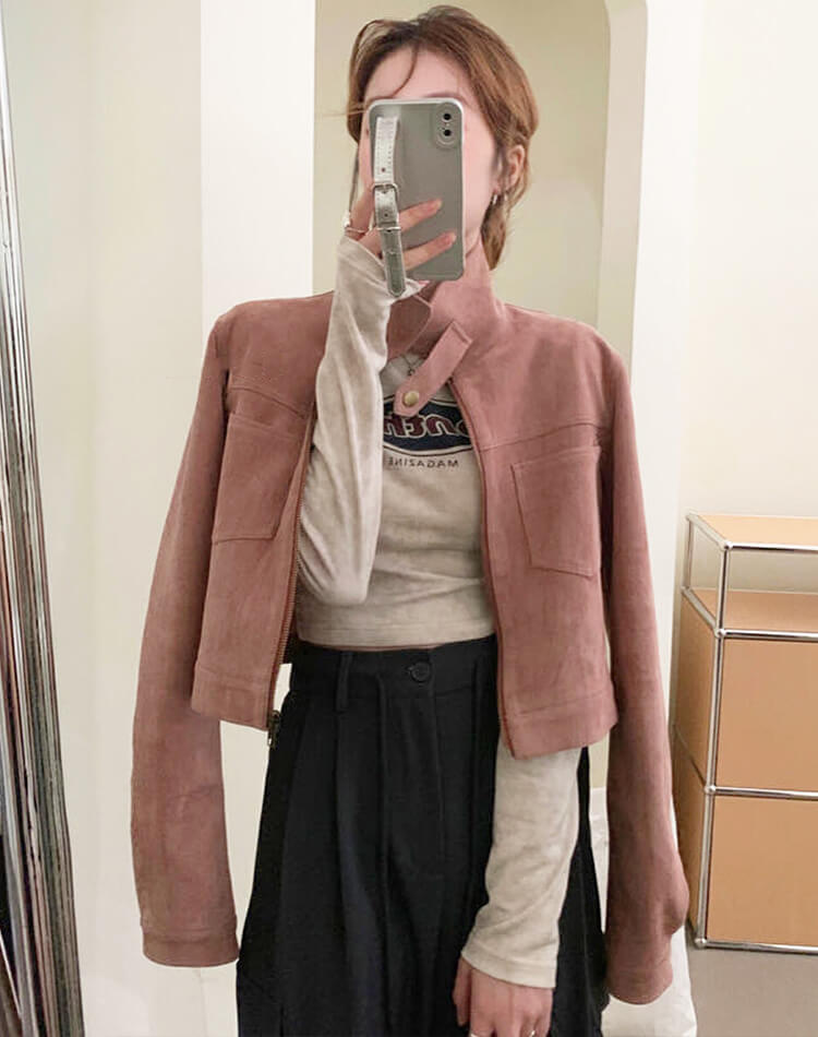 アウター レディース ジャケット 韓国 春 秋 冬 秋冬 ライダースジャケット スウェード スエード ブルゾン きれいめ エレガント おしゃれ 大人 クロップド丈 スタンドカラー ピンク 黒 白 キャ アウター レディース ジャケット 韓国 春 秋 冬 秋冬 ライダースジャケット スウェード スエード ブルゾン きれいめ エレガント おしゃれ 大人 クロップド丈 スタンドカラー ピンク 黒 白 キャ