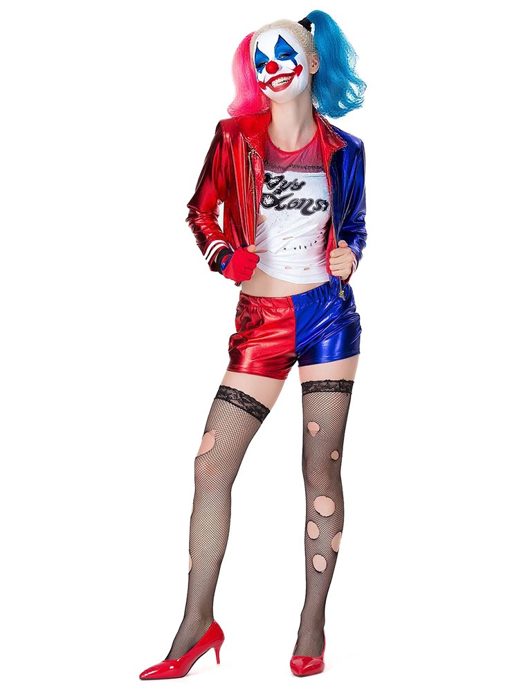 ハロウィン自殺小隊コスプレ衣装ハーレイ・クインピエロ女ハーレイ・クインゼルコスプレ衣装