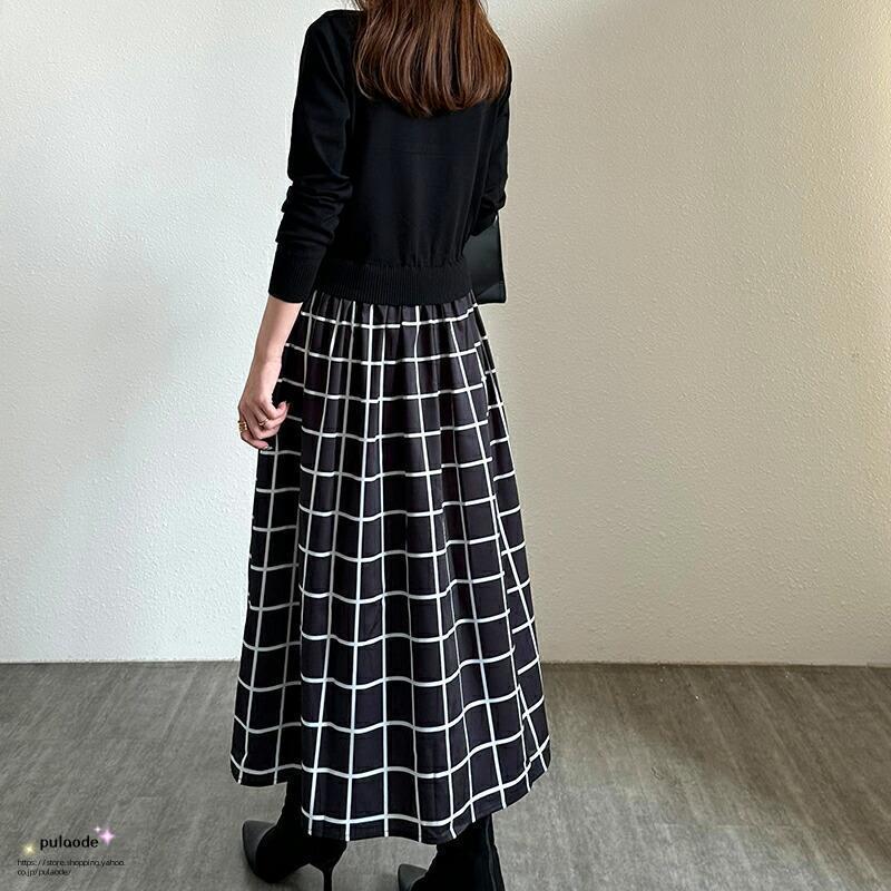 ワンピース 切り替えワンピース ニット ドッキング ニットワンピース レディース 異素材 ドッキングワンピース 切り替え ワンピ ロング 長袖 ハイウエスト a mdprevattcaulkingandwaterproofing.com