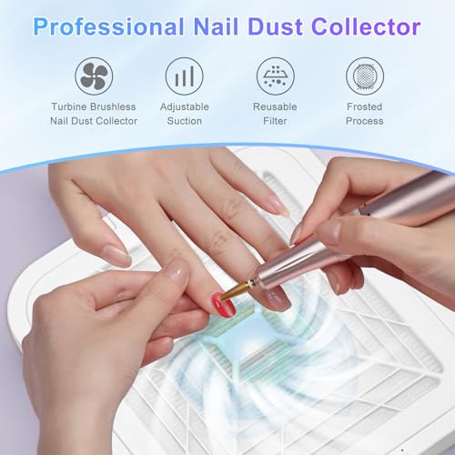 集塵機 ネイル 120W ネイルダスト集塵機 ネイル集塵機 ジェルネイル 強力吸引 12000rpm回転数 2枚のフィルターとブラシ付き ダストバッグ不要 清掃簡単 卓上集塵機 (白)