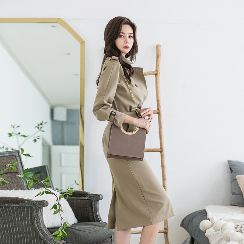 ワンピース タイト 膝丈 膝下 長袖 Vネック襟付き 細身 ストレート ウエストマーク リボン スリット 大人可愛い きれいめ エレガント 春 秋 デート オフィス お出かけ XL 2XL ワンピース タイト 膝丈 膝下 長袖 Vネック襟付き 細身 ストレート ウエストマーク リボン スリット 大人可愛い きれいめ エレガント 春 秋 デート オフィス お出かけ XL 2XL