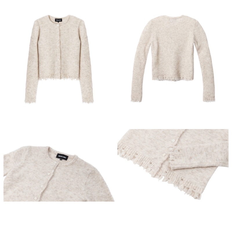 【WOOALONG】 DISTRESSED KNIT ROUND CARDIGAN : 2COLORS 【WOOALONG】 DISTRESSED KNIT ROUND CARDIGAN : 2COLORS