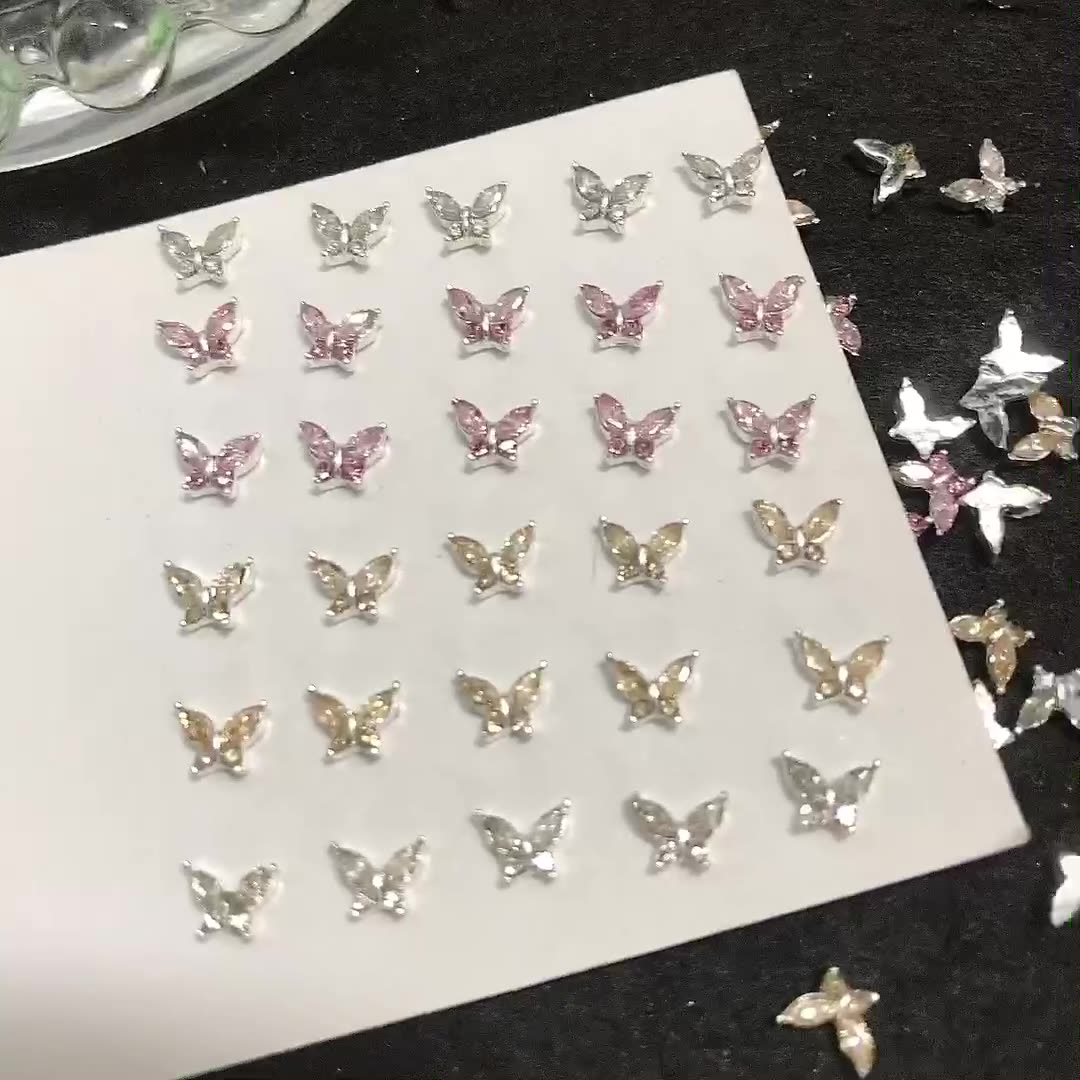 5粒ドリル合金ネイルアクセサリー蝶の爪飾りドリル