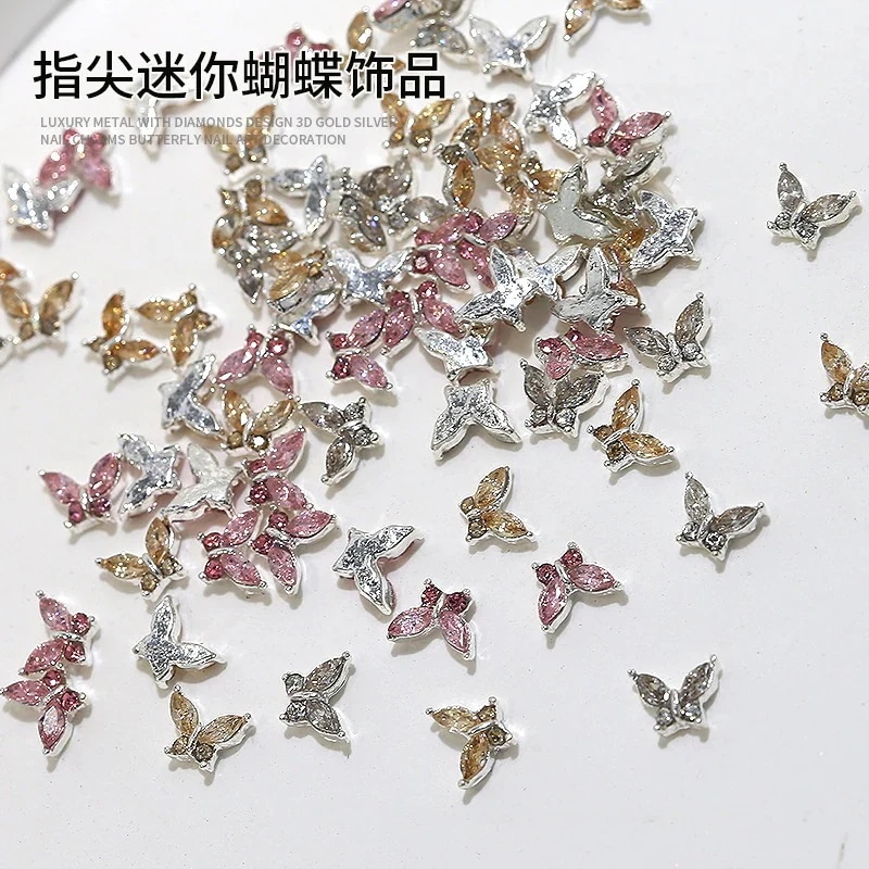 5粒ドリル合金ネイルアクセサリー蝶の爪飾りドリル