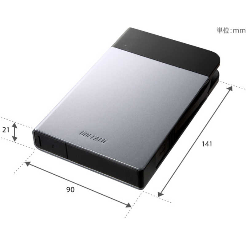 BUFFALO　外付けHDD HD-PZNU3シリーズ シルバー [ポータブル型 /1TB]　HD-PZN1.0U3-S
