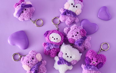 BT21 - BT21 パープルキーリング&amp;クローゼット 2点セット BT21 - BT21 パープルキーリング&クローゼット 2点セット 🐰の