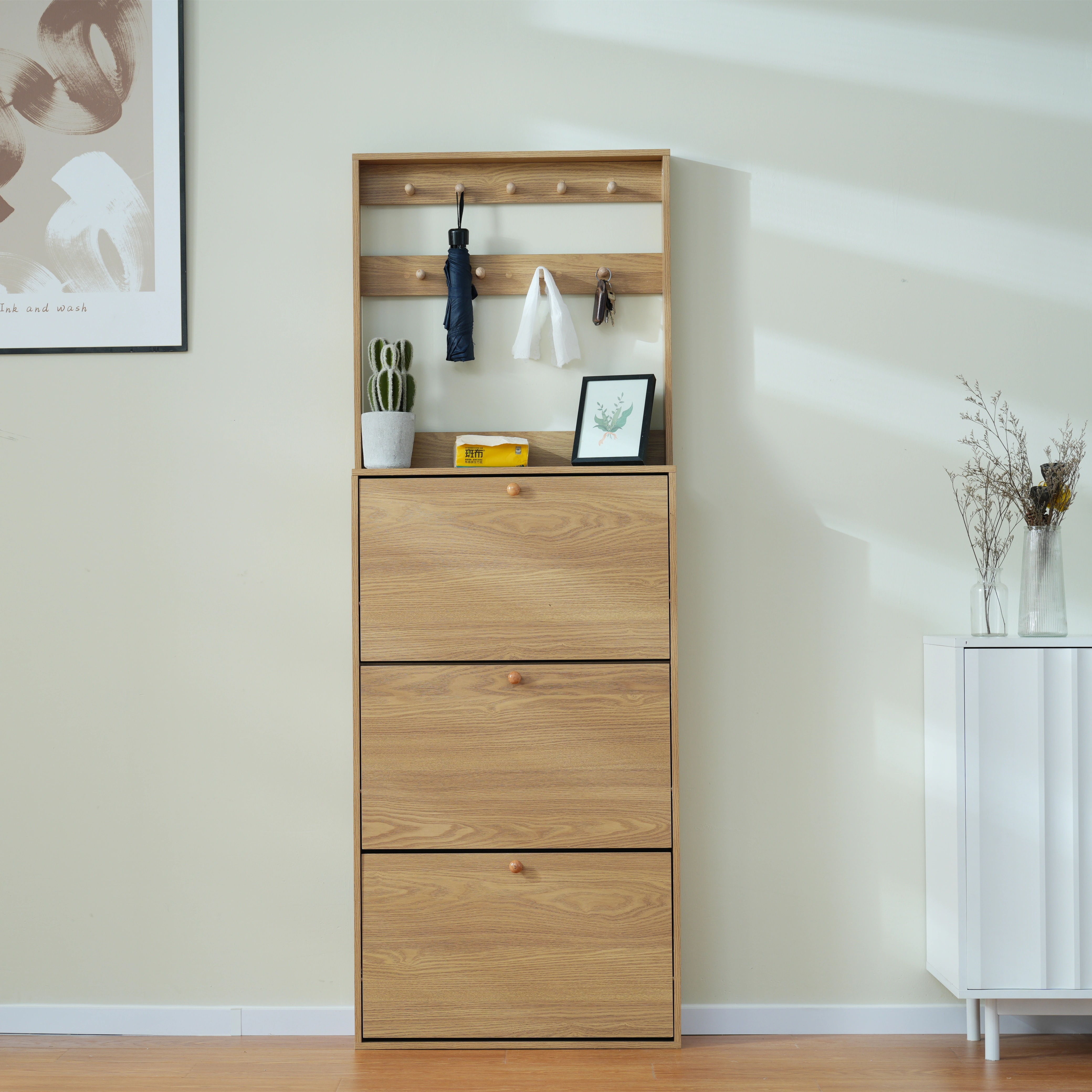 620【新品】ヴィンテージナチュラル シューズラック スリム 靴箱 下駄箱 薄型 3段 フック付き くつ箱 靴入れ 収納ラック エントランス 靴収納 靴収納棚 木製 おしゃれ 消臭 620【新品】ヴィンテージナチュラル シューズラック スリム 靴箱 下駄箱 薄型 3段 フック付き くつ箱 靴入れ 収納ラック エントランス 靴収納 靴収納棚 木製 おしゃれ 消臭