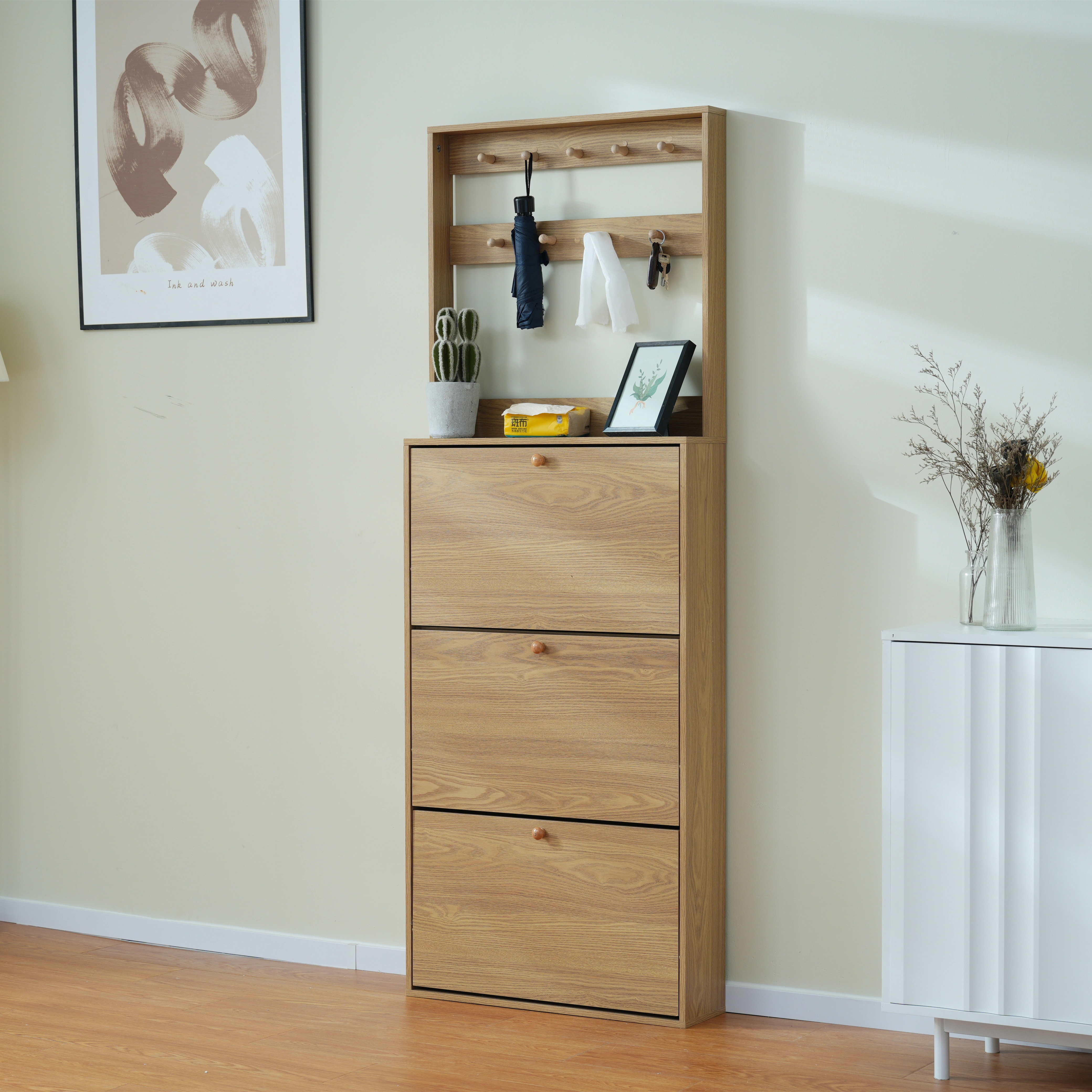 620【新品】ヴィンテージナチュラル シューズラック スリム 靴箱 下駄箱 薄型 3段 フック付き くつ箱 靴入れ 収納ラック エントランス 靴収納 靴収納棚 木製 おしゃれ 消臭 620【新品】ヴィンテージナチュラル シューズラック スリム 靴箱 下駄箱 薄型 3段 フック付き くつ箱 靴入れ 収納ラック エントランス 靴収納 靴収納棚 木製 おしゃれ 消臭