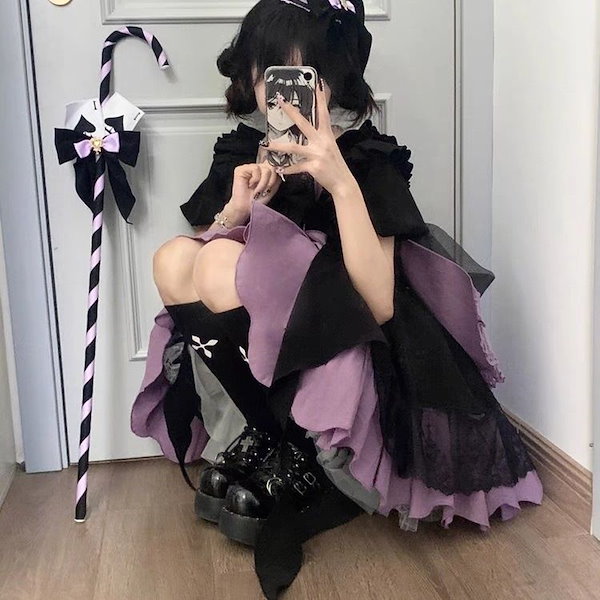 Qoo10] 高貴で上品なお嬢様ロリータ 黒紫ワンピー