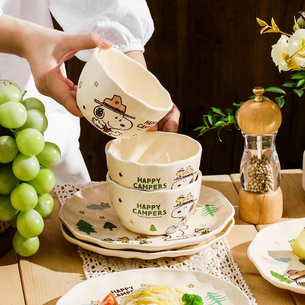 スヌーピー食器セット Qoo10] スヌーピー食器セット釉薬下彩電子レンジ加 : キッチン用品