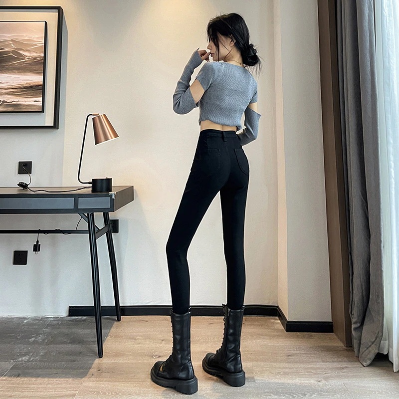 ヒップアップジーンズ春秋新型ハイウエストジーンズ着痩せ弾力ジーンズ タイトパンツ鉛筆ズボンスキニーデニムパンツQNZK33