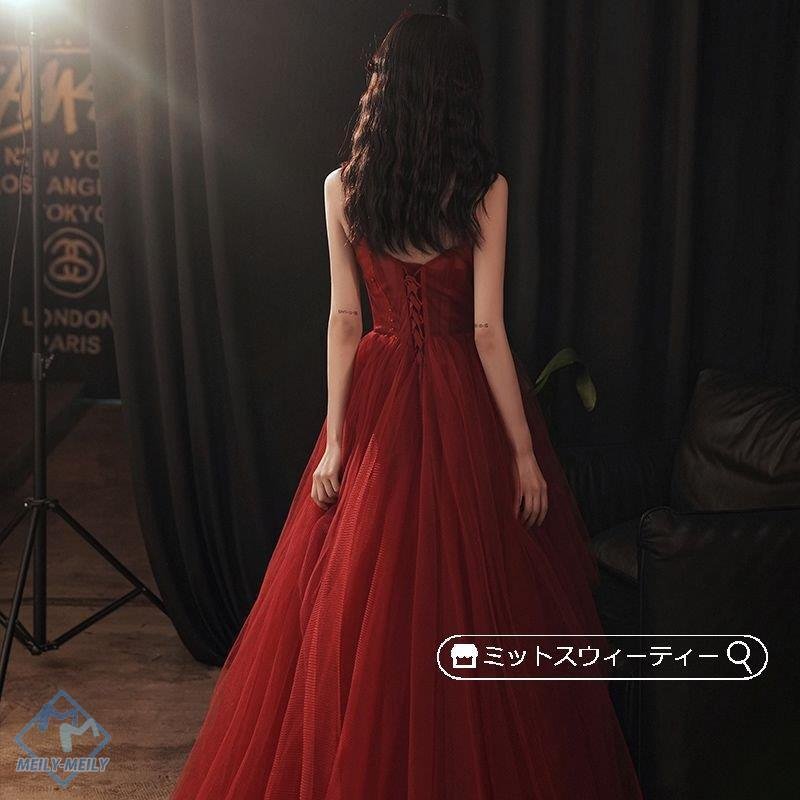 花嫁 ロングドレス カラードレス チュール ノースリーブ バイオリン演奏会 赤 レッド 結婚式 二次 花嫁 ロングドレス カラードレス チュール ノースリーブ バイオリン演奏会 赤 レッド 結婚式 二次