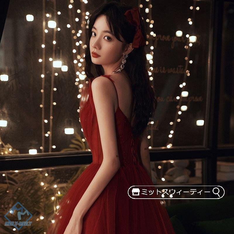 花嫁 ロングドレス カラードレス チュール ノースリーブ バイオリン演奏会 赤 レッド 結婚式 二次 花嫁 ロングドレス カラードレス チュール ノースリーブ バイオリン演奏会 赤 レッド 結婚式 二次