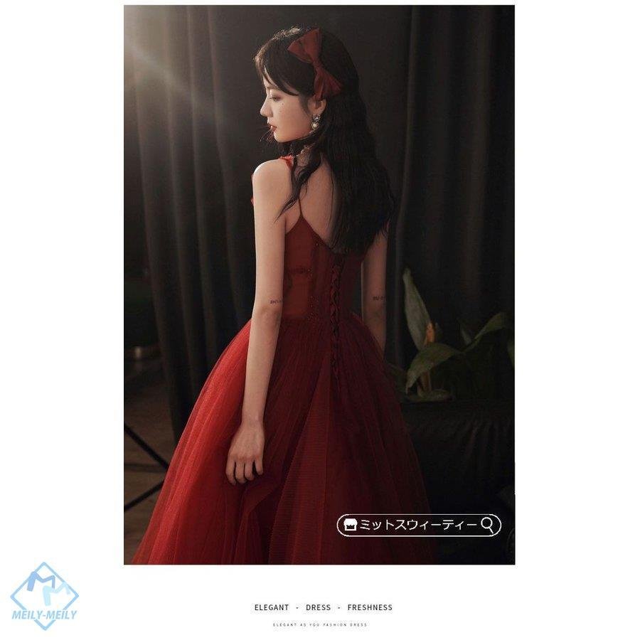 花嫁 ロングドレス カラードレス チュール ノースリーブ バイオリン演奏会 赤 レッド 結婚式 二次 花嫁 ロングドレス カラードレス チュール ノースリーブ バイオリン演奏会 赤 レッド 結婚式 二次