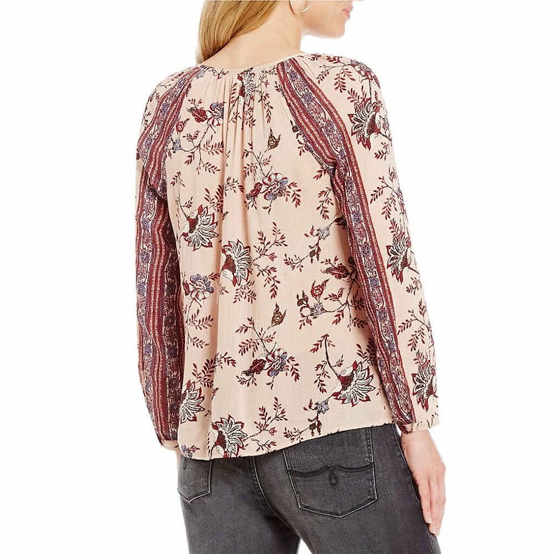 ラッキーブランド レディース トップス ブラウス・シャツ【Lucky Brand Tassel Tie-Neck Multi Flower Print Peasant Top】Pink Multi ラッキーブランド レディース トップス ブラウス・シャツ【Lucky Brand Tassel Tie-Neck Multi Flower Print Peasant Top】Pink Multi