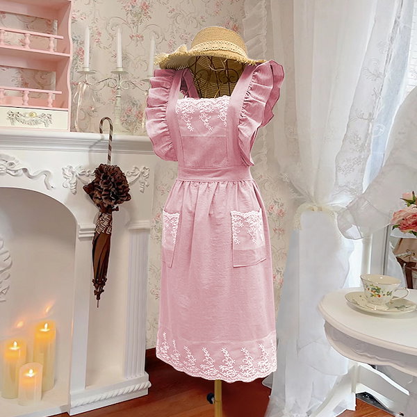 Qoo10] おしゃれでレトロなエプロン家庭用キッチン