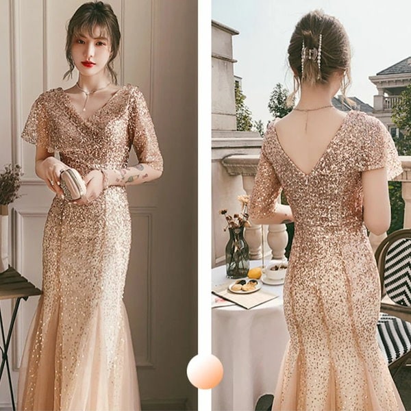 Qoo10] マーメイドドレス シャンパンゴールド イ