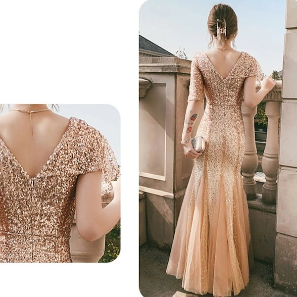 Qoo10] マーメイドドレス シャンパンゴールド イ