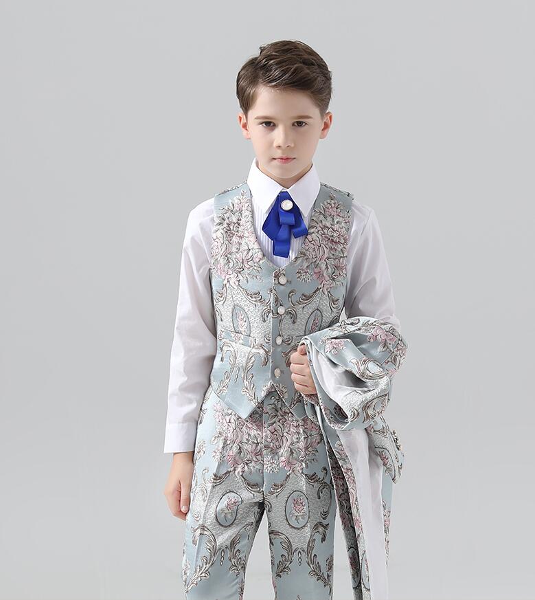 上品 3点セット 刺繍 子供スーツ 上品 燕尾服スーツ ドレスコート 男の子スーツ キッズ カジュアル