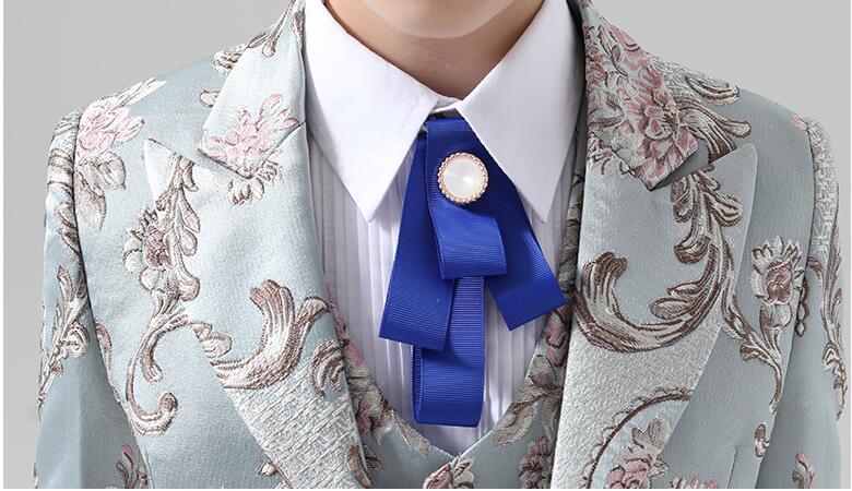 上品 3点セット 刺繍 子供スーツ 上品 燕尾服スーツ ドレスコート 男の子スーツ キッズ カジュアル