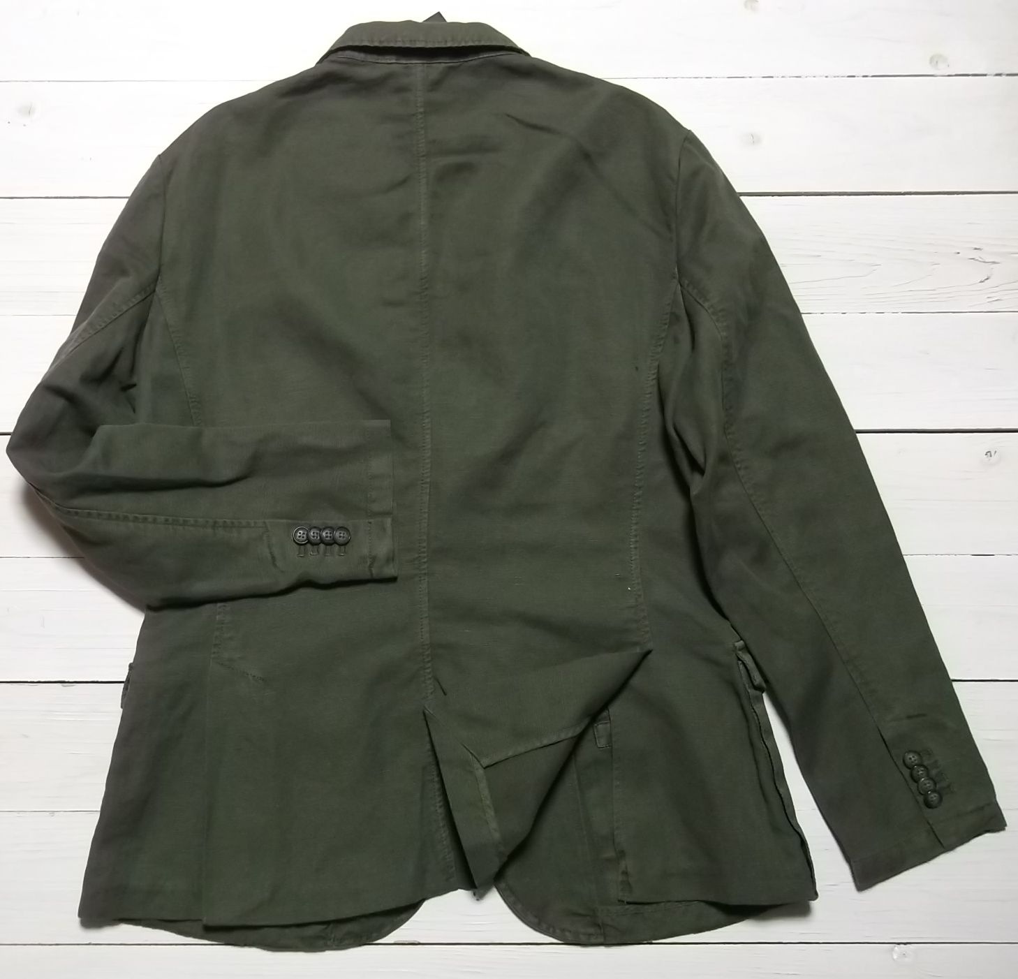 LA直輸入 メンズ コットン リネン テーラード ジャケット オリーヴ cotton linen tailored jacket olive ARMANI EXCHANGE 002