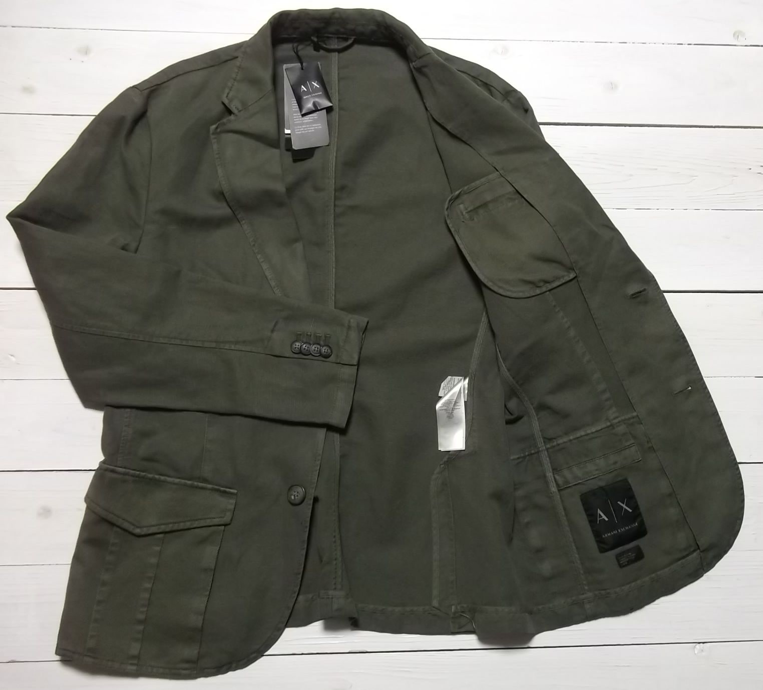 LA直輸入 メンズ コットン リネン テーラード ジャケット オリーヴ cotton linen tailored jacket olive ARMANI EXCHANGE 002