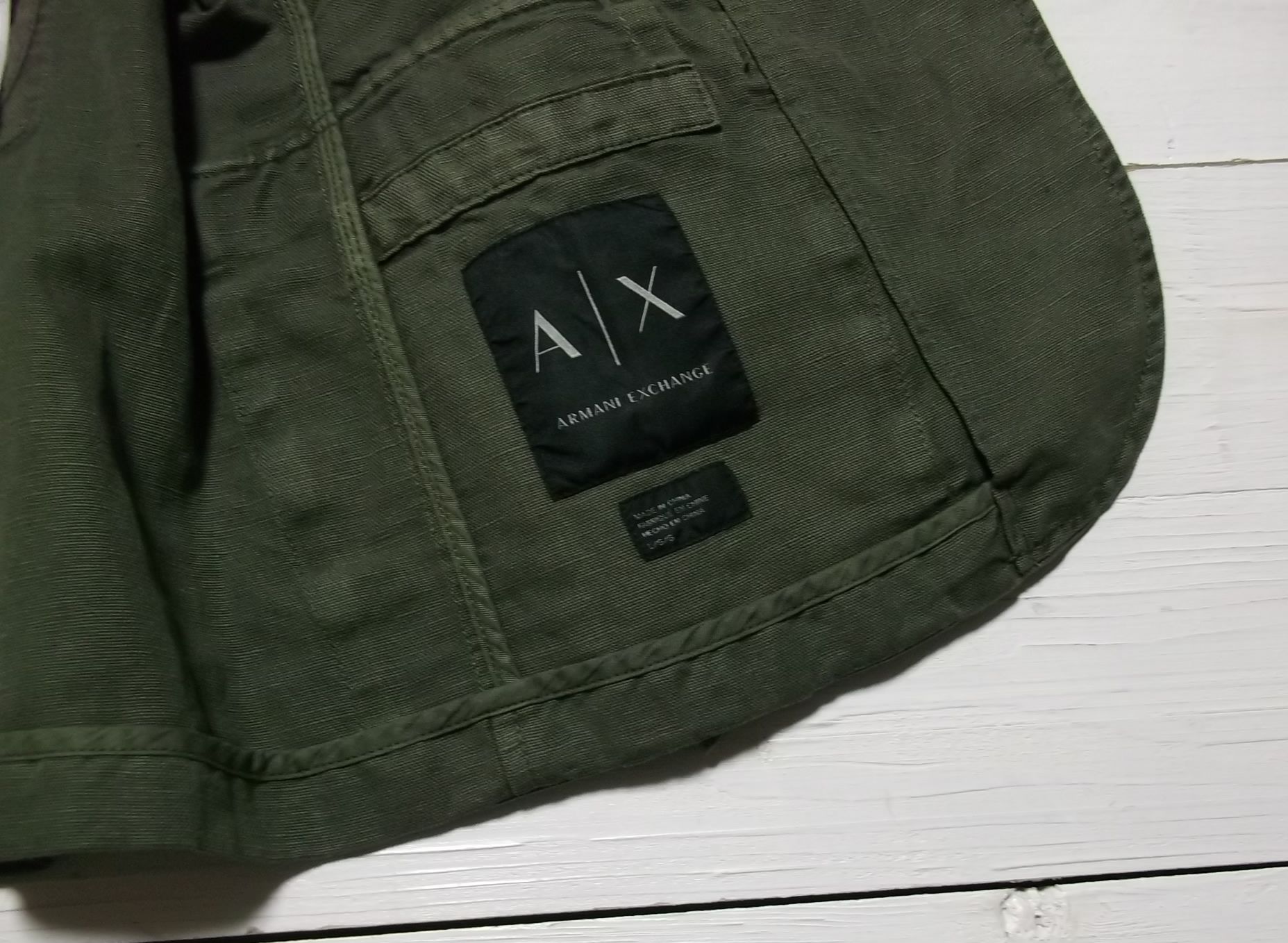 LA直輸入 メンズ コットン リネン テーラード ジャケット オリーヴ cotton linen tailored jacket olive ARMANI EXCHANGE 002