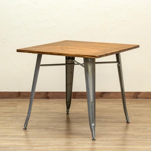 ダイニングテーブル 2人掛け おしゃれ インダストリアル ビンテージ風 木製 天板 木目 スチール脚 異素材 かっこいい スタイリッシュ 正方形 80×80cm デスク 机 ダイニングテーブル 2人掛け おしゃれ インダストリアル ビンテージ風 木製 天板 木目 スチール脚 異素材 かっこいい スタイリッシュ 正方形 80×80cm デスク 机