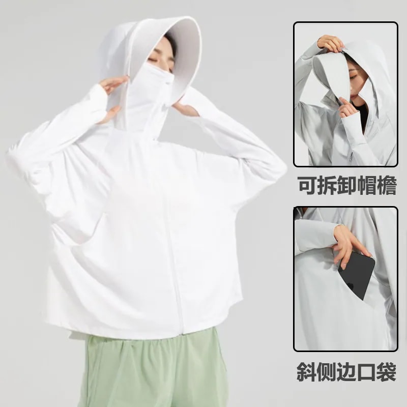 UVカット氷糸日焼け止め服レディース紫外線防止快適つば夏の通気性が薄いレディースパーカーコート