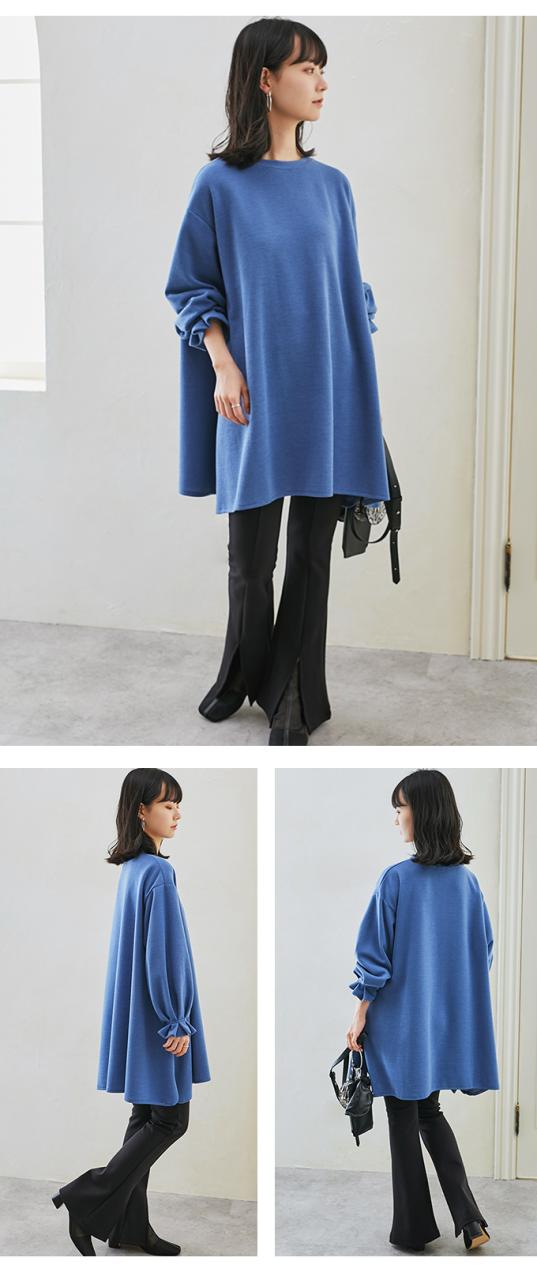 タックスリーブカットソー レディース ボリュームスリーブ プルオーバー 体型カバー ゆったり ゴム リラックス 伸縮性 無地 タックスリーブカットソー レディース ボリュームスリーブ プルオーバー 体型カバー ゆったり ゴム リラックス 伸縮性 無地