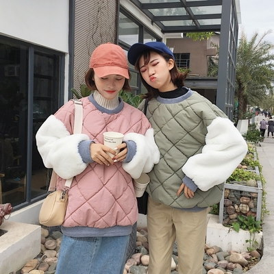 冬/女性服/韓国風/ルース/手厚い/ヘッジ/コットンコート/かわいい/+/ふわふわ/袖/暖かい/コットンコート/アウターウェア/学生 冬/女性服/韓国風/ルース/手厚い/ヘッジ/コットンコート/かわいい/+/ふわふわ/袖/暖かい/コットンコート/アウターウェア/学生