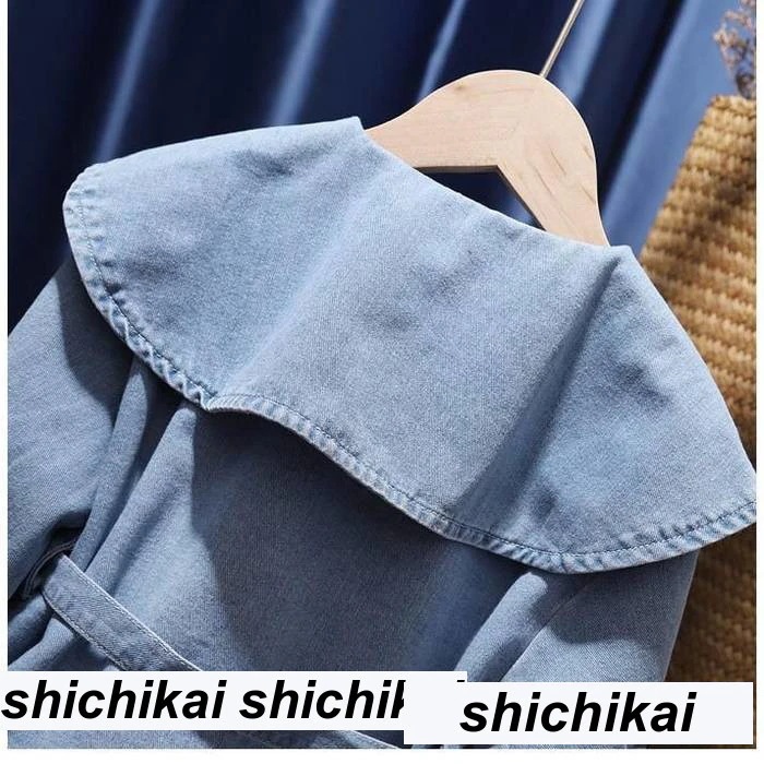 新生活 デニムシャツ ロング ジャケット キッズ ジュニア 長袖 女の子 秋 可愛い おしゃれ フリル 女児 ゆったり 動きやすい トップス 子供服 秋 春 冬 秋ファッション 冬物 春物 秋物 プレ