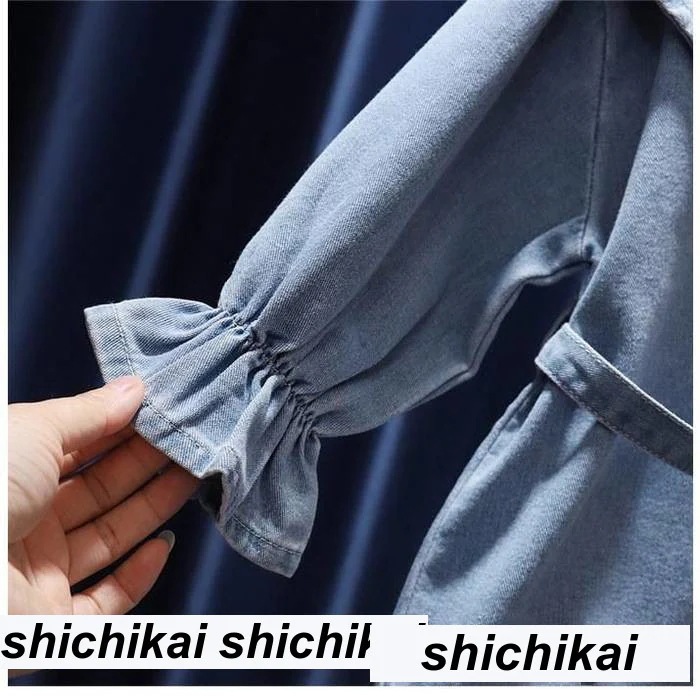 新生活 デニムシャツ ロング ジャケット キッズ ジュニア 長袖 女の子 秋 可愛い おしゃれ フリル 女児 ゆったり 動きやすい トップス 子供服 秋 春 冬 秋ファッション 冬物 春物 秋物 プレ